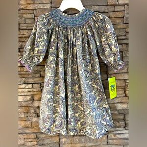 Stellybelly Dress with smocking paisley print new 4T